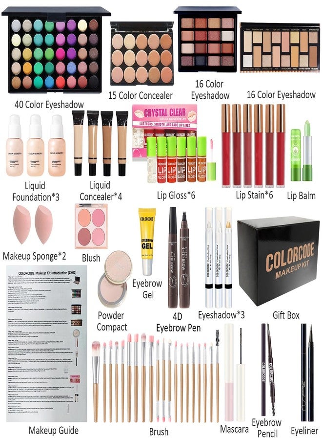 COLORcode Makeup Set for Teens, All in One Makeup Kit for Women Full Kit with Eyeshadow Palettes Face Concealer Foundation Lip Stain Blush Eyebrow Pen Makeup Brushes, Beginner Friendly Make Up Sets (CK02) - Image 2